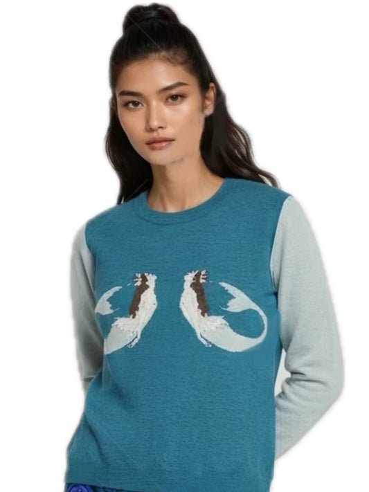 Knitted crew neck sweater | mermaids