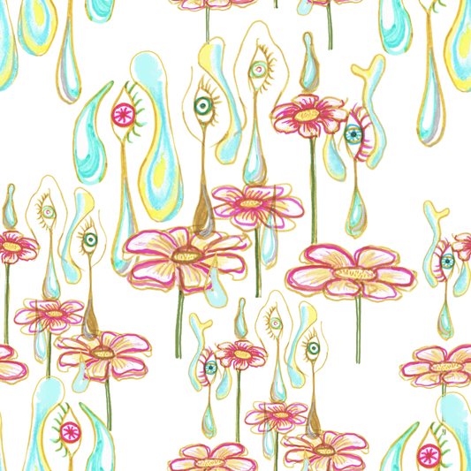 sketch of weeping crying flowers