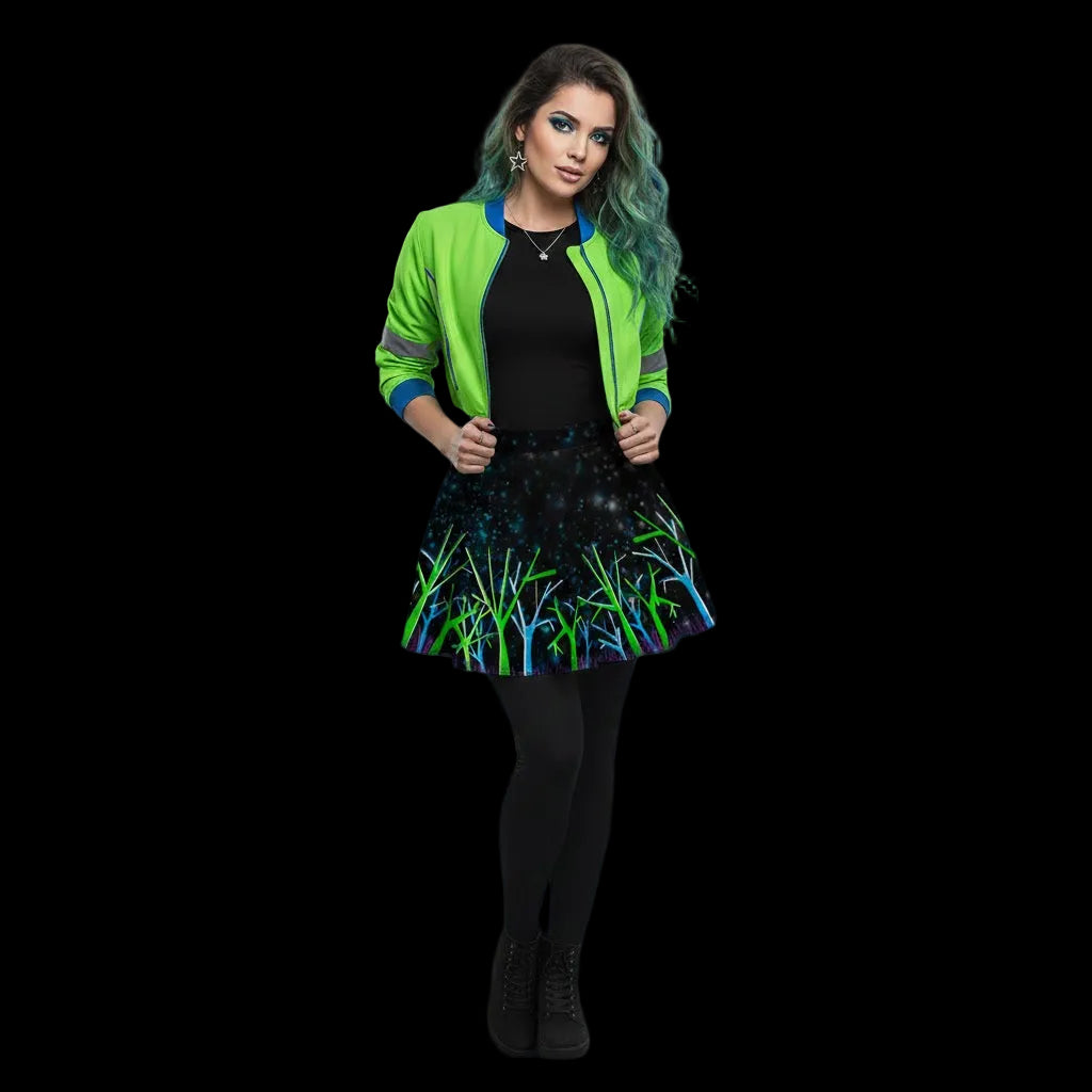 Green and black tres skirt 