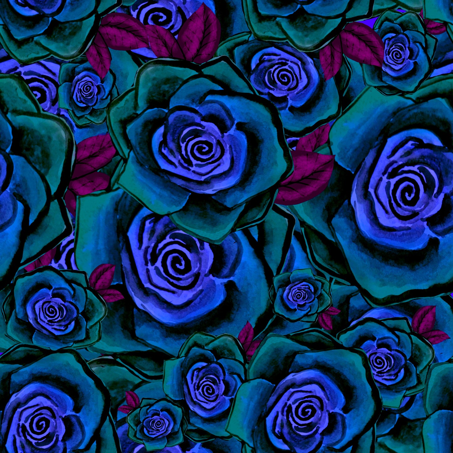 Flare leggings blue roses