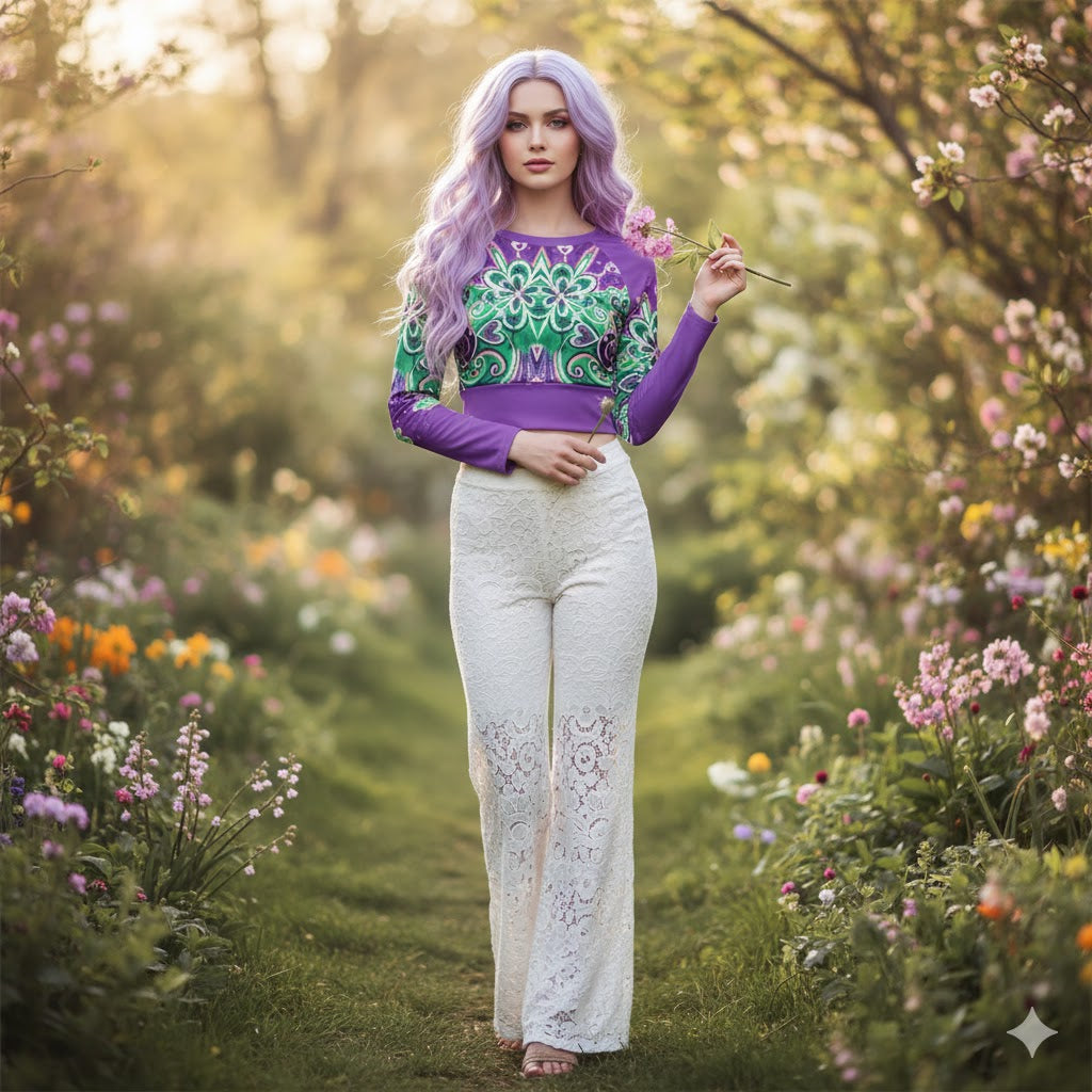 Recycled long-sleeve crop top