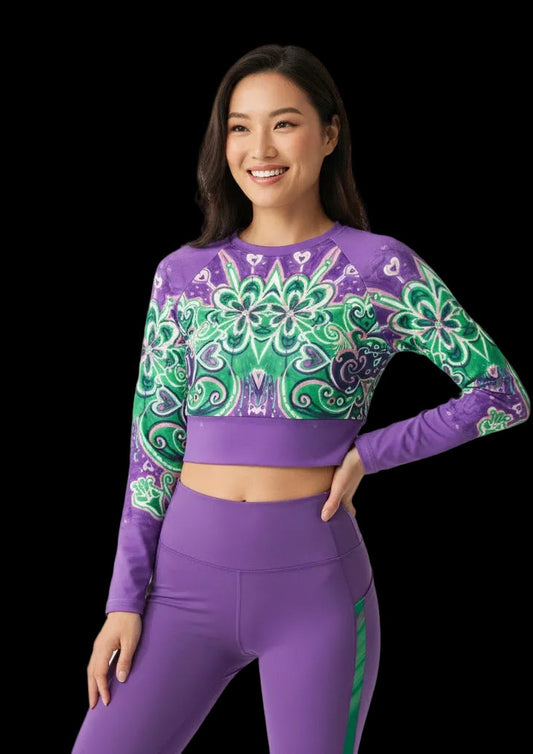 Recycled long-sleeve crop top