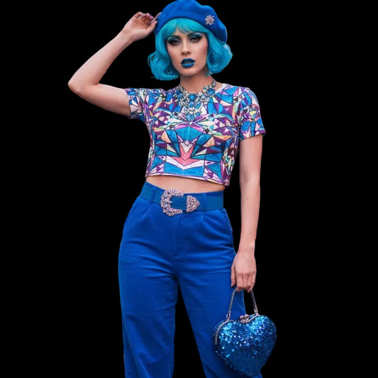 Geometric jewel crop tee