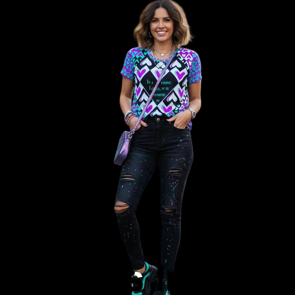 Model wearing if a thing loves it is infinite tshirt