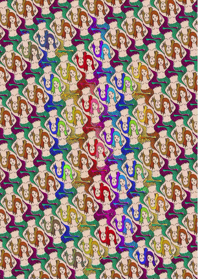 video for the creation of mermaid tessellation pattern 2