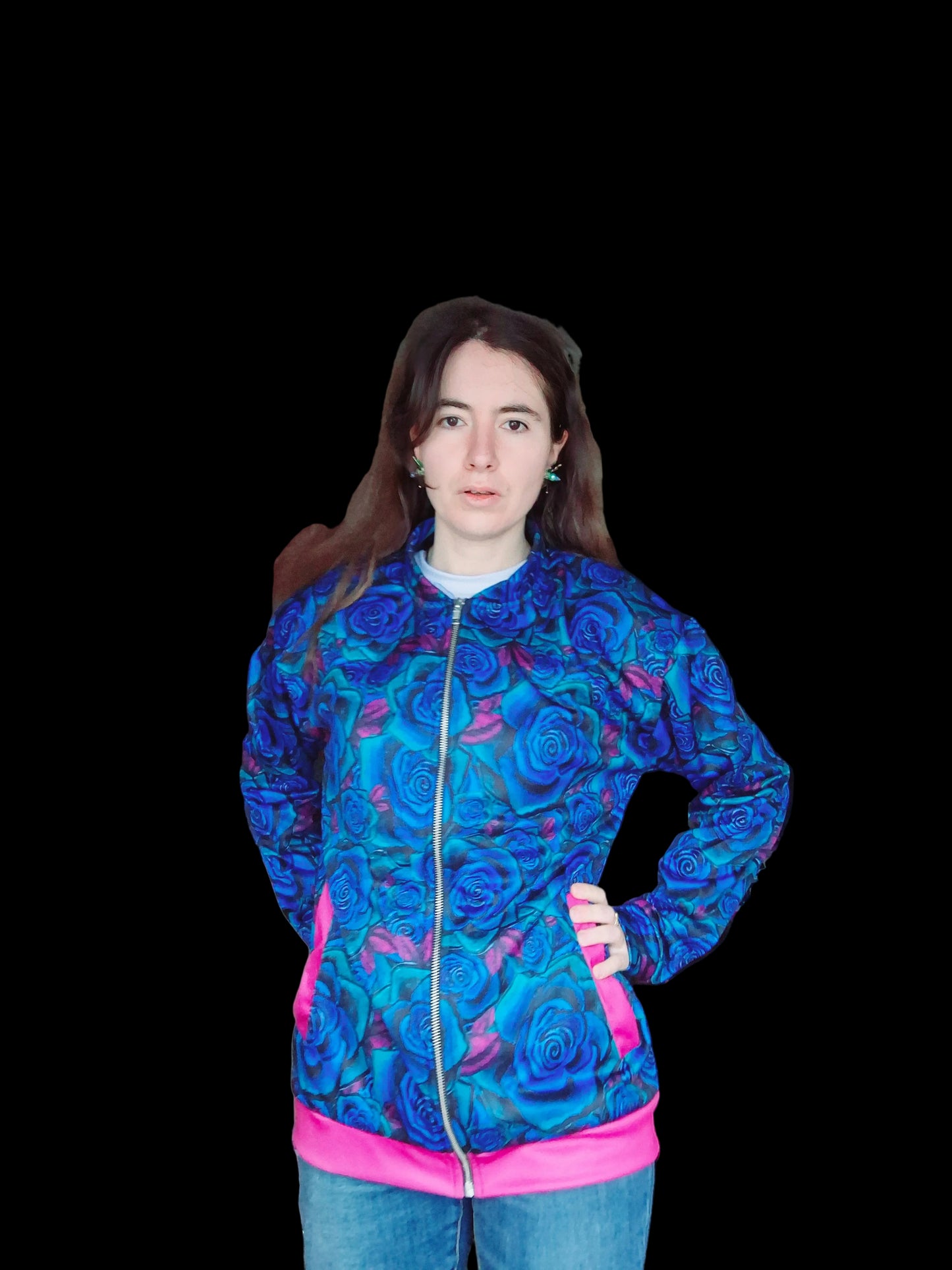 Blue roses Bomber Jacket