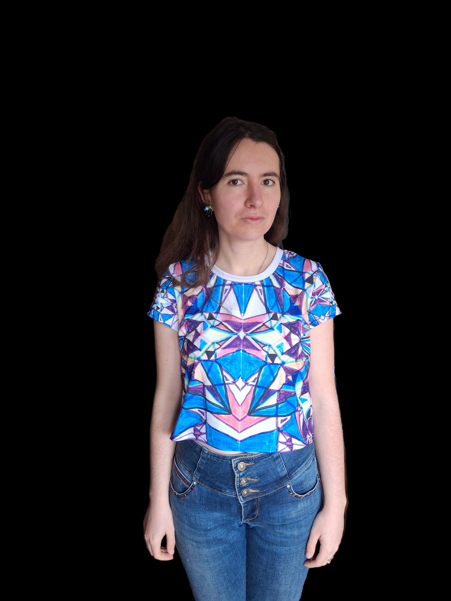 Geometric jewel crop tee